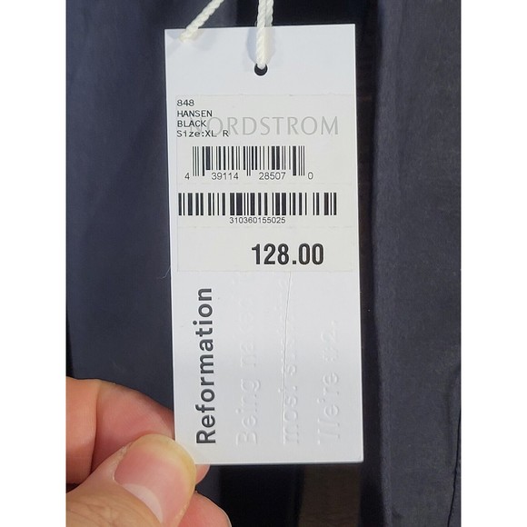 NWT Reformation Hansen Top Black Long Sleeve Button Tie Collar Various Sizes - Picture 5 of 9